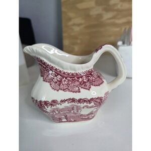 MASON'S VISTA PINK IRONSTONE CREAMER Ornate 4" crazing Vintage Red Ivory
